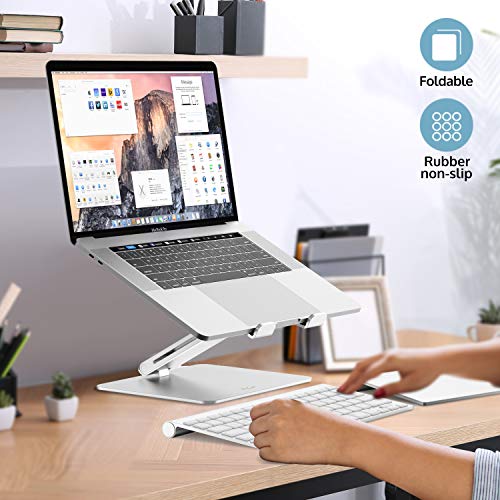 ProCase Adjustable Laptop Stand, Ergonomic Aluminum Laptop Holder, Portable Laptop Riser Notebook Computer Stand for MacBook Pro/Air Surface Dell Lenovo Laptops up to 15.6-Inch - Silver