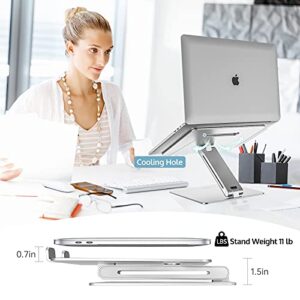 ProCase Adjustable Laptop Stand, Ergonomic Aluminum Laptop Holder, Portable Laptop Riser Notebook Computer Stand for MacBook Pro/Air Surface Dell Lenovo Laptops up to 15.6-Inch - Silver