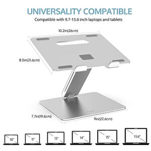 ProCase Adjustable Laptop Stand, Ergonomic Aluminum Laptop Holder, Portable Laptop Riser Notebook Computer Stand for MacBook Pro/Air Surface Dell Lenovo Laptops up to 15.6-Inch - Silver