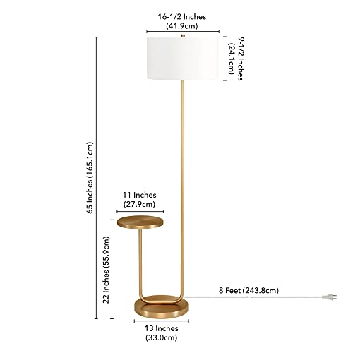 Jacinta Tray Table Floor Lamp with Fabric Shade in Brass/White