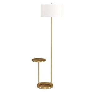 Jacinta Tray Table Floor Lamp with Fabric Shade in Brass/White