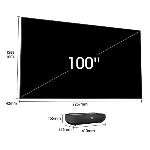 Hisense 100L9G Laser TV Triple-Laser Ultra Short Throw Projector with 100" ALR Screen, 4K UHD, 3000 Lumens, Dolby Vision, Android TV - Black