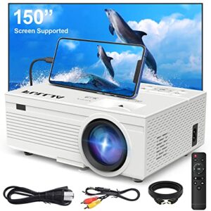 Video Projector for Phone Outdoor Projector 2022 Upgrade-8500Lumens - Mini Projector HD 1080P 150" Screen 55000 Hours Small Movie Projector Compatible with iPhone Laptop HDMI PS4 TV Stick VGA USB AV