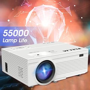 Video Projector for Phone Outdoor Projector 2022 Upgrade-8500Lumens - Mini Projector HD 1080P 150" Screen 55000 Hours Small Movie Projector Compatible with iPhone Laptop HDMI PS4 TV Stick VGA USB AV