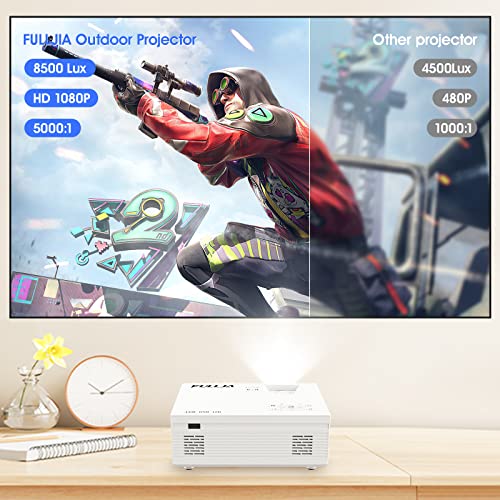 Video Projector for Phone Outdoor Projector 2022 Upgrade-8500Lumens - Mini Projector HD 1080P 150" Screen 55000 Hours Small Movie Projector Compatible with iPhone Laptop HDMI PS4 TV Stick VGA USB AV