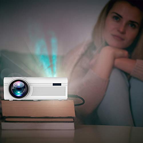 RCA RPJ136 LCD Home Theater Projector with LED Projection Lamp 1080p HD Compatible Bundle RPJ123 Indoor Outdoor 100" Diagonal Portable Projector Screen Kit