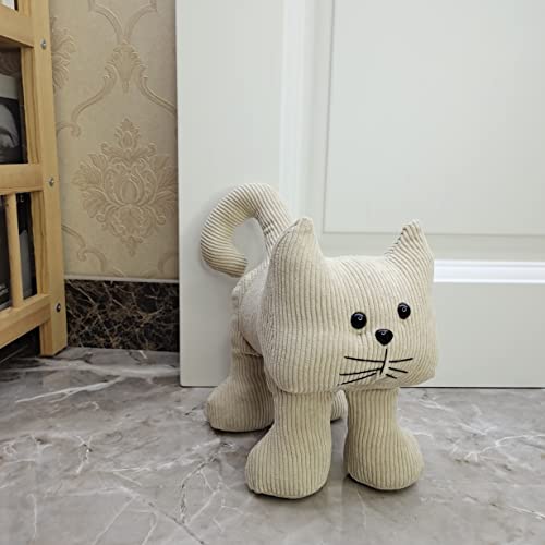 Interior Door Stopper Fabric Doorstops Decorative Cat (Beige Long Legged cat)