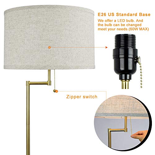 Bedroom & Living Room Floor Lamp with USB Charging Port-DLLT Stand Reading Light & Side Table-Classic Tall Pole Light for Office-Suits Mid Century Modern Home & Farmhouse Rustic Lighting-Drum Shade