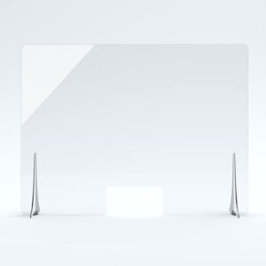 sneezeguarder | xl 36”h x 48”l plexiglass sneeze guard for desk, counter with double-sided tape base stabilizers | 20+ sizes available | ships fast | 48”l x 36”h