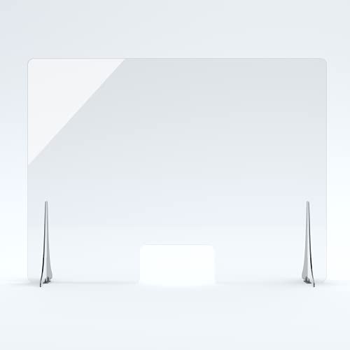 SNEEZEGUARDER | XL 36”H x 48”L Plexiglass Sneeze Guard for Desk, Counter with Double-Sided Tape Base Stabilizers | 20+ Sizes Available | Ships Fast | 48”L x 36”H