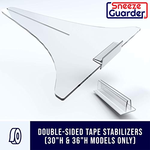 SNEEZEGUARDER | XL 36”H x 48”L Plexiglass Sneeze Guard for Desk, Counter with Double-Sided Tape Base Stabilizers | 20+ Sizes Available | Ships Fast | 48”L x 36”H