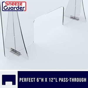 SNEEZEGUARDER | XL 36”H x 48”L Plexiglass Sneeze Guard for Desk, Counter with Double-Sided Tape Base Stabilizers | 20+ Sizes Available | Ships Fast | 48”L x 36”H