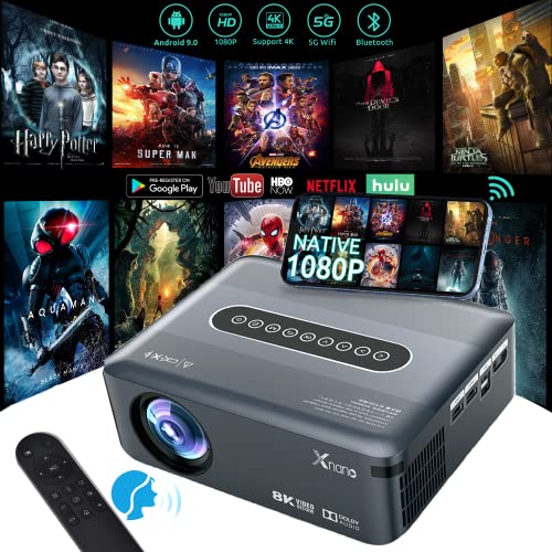 AsterHome X1 Projector with WiFi and Bluetooth, 12000L Native 1080p Projector, 5G Movie Projector for Outdoor Use, 200" Display&Zoom,Outdoor Projector Compatible W/ Tv, iOS, Android