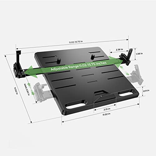 EURPMASK Laptop Tray for Monitor VESA Mount,Laptop Holder Mount Tray Fits 75×75mm VESA Mounting Holes,with Side Clamp and Vented Notebook Tray,for Laptop11''to 15.6'',15.43lbs Capacity (Tray Only)