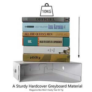 Magazine File Holder Storage Box Catalog Racks Collapsible Office Organizer Box Cardboard Paper File Folders Book Desk Accessories Reference Racks With Labels for A4 Size Document (Marble 5 Pack)