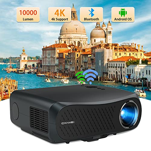 High Brigntness 5G WiFi Projector 4K Support, Outdoor Bluetooth Projector 4D/4P Keystone, 10000L Video Projectors Native 1080p for PPT Movie 250'' Display, Compatible W/TV Stick,PS5,HDMI,Smartphone