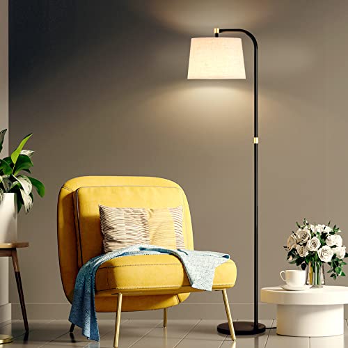 Meisoda Modern Metal Floor Lamp 2 Different Lamp Shades, Arc Standing Lamp 9W Dimmable 3 Color Temperature LED Bulb, LED Floor Lamps for Living Room, Bedroom and Office