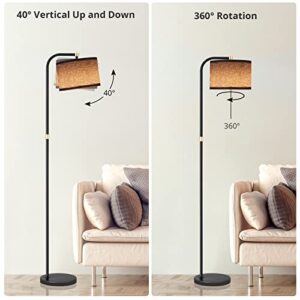 Meisoda Modern Metal Floor Lamp 2 Different Lamp Shades, Arc Standing Lamp 9W Dimmable 3 Color Temperature LED Bulb, LED Floor Lamps for Living Room, Bedroom and Office