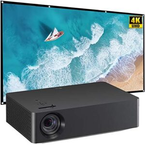 LG HU70LAB 4K UHD LED Smart Home Theater Projector, 140" Display, Bluetooth Bundle with 120" Minolta 16:9 Indoor-Outdoor Screen