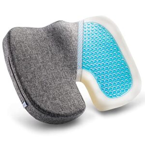 dr.dream gel seat cushion, comfort orthopedic memory foam coccyx cushion for tailbone, lower back&sciatica pain relief, non-slip ergonomic long sitting cushion for office chair/car seat/wheelchair