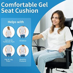 DR.DREAM Gel Seat Cushion, Comfort Orthopedic Memory Foam Coccyx Cushion for Tailbone, Lower Back&Sciatica Pain Relief, Non-Slip Ergonomic Long Sitting Cushion for Office Chair/Car Seat/Wheelchair