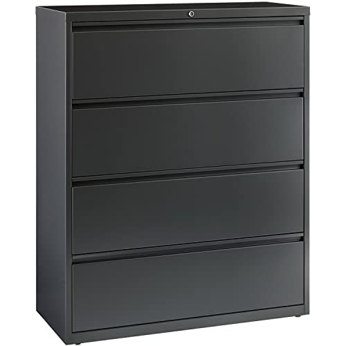Lorell 4-Drawer Lateral File, Charcoal, 42 by 18-5/8 by 52-1/2-Inch