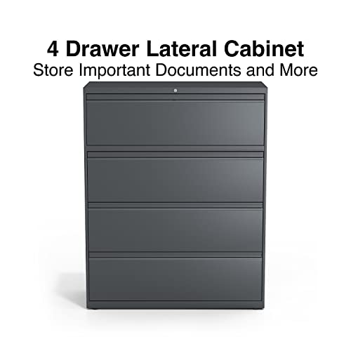 Lorell 4-Drawer Lateral File, Charcoal, 42 by 18-5/8 by 52-1/2-Inch