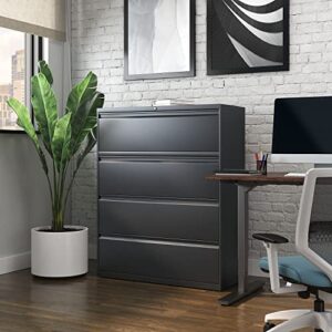 Lorell 4-Drawer Lateral File, Charcoal, 42 by 18-5/8 by 52-1/2-Inch