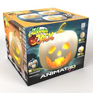 ANIMAT3D Jabberin Jack Talking Animated White Pumpkin with Built in Projector & Speaker Plug'n Play