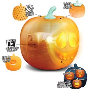 ANIMAT3D Jabberin Jack Talking Animated White Pumpkin with Built in Projector & Speaker Plug'n Play