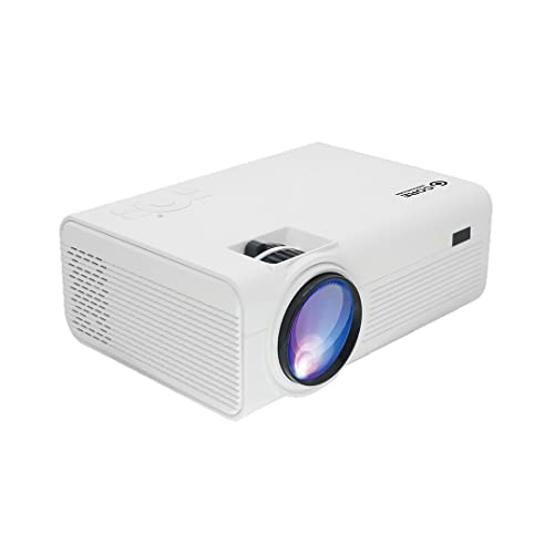 Core Innovations 150" LCD Home Theater Mini Projector, Adjustable Size, Built in Speakers, Compatible with TV Stick, Smartphone, Gaming Consoles, DVD Player, USB, (White)