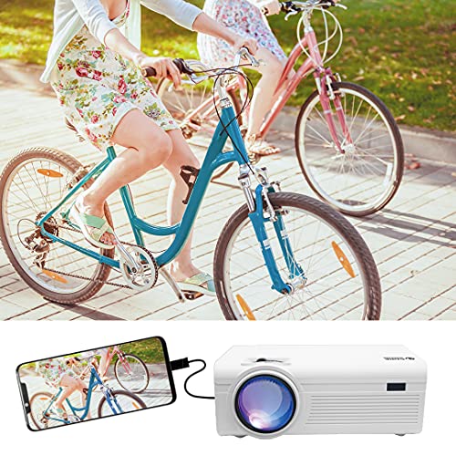 Core Innovations 150" LCD Home Theater Mini Projector, Adjustable Size, Built in Speakers, Compatible with TV Stick, Smartphone, Gaming Consoles, DVD Player, USB, (White)