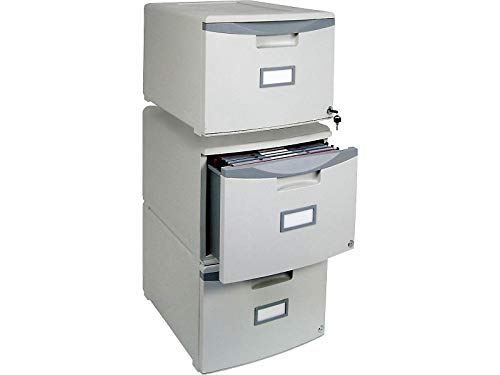 Storex Plastic One-Drawer File Cabinet – Locking Document Organizer for Home and Office, Gray, 1-Pack (61251B01C)