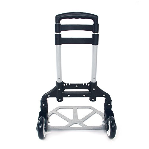 Aluminium Portable Folding Collapsible Push Truck,Hand Trolley Luggage Hand Cart and Dolly 165.35 lbs (75kg) for Home, Auto, Office,Travel Use (Black)