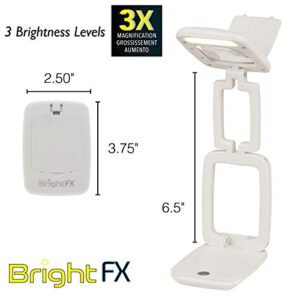 The Beadsmith Bright FX COB LED Light and Magnifier, with 3X Magnification, 3 Brightness Levels, Collapsible, Push Button Activation, Battery Powered Lamp