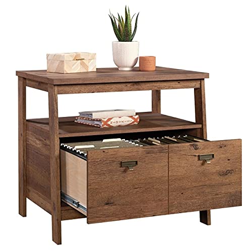 Sauder Trestle 1-Drawer Lateral File Cabinet in Vintage Oak, Vintage Oak Finish