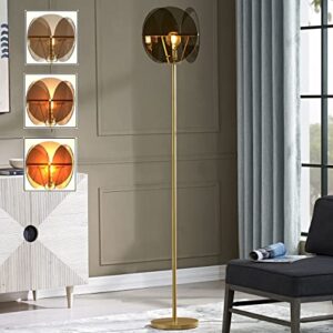 leezm floor lamp, standing lamp led torchiere floor lamp for bedroom floor lamps for living room modern gold floor lamp industrial tall lamp with acrylic lampshade 3 way dimmable floor lamp for office