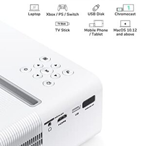 4K Projector, Projector with WiFi and Bluetooth, Portable Movie Projector with Remote, Home Theater Video Projector Compatible with HDMI, USB, MicroSD, Laptop, iOS & Android