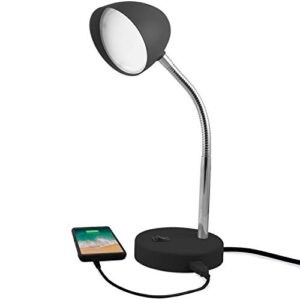 maxlite led desk lamp with usb charging port, black desk lamp, adjustable neck, on/off switch, modern table lamp for reading, work or school, warm gentle light