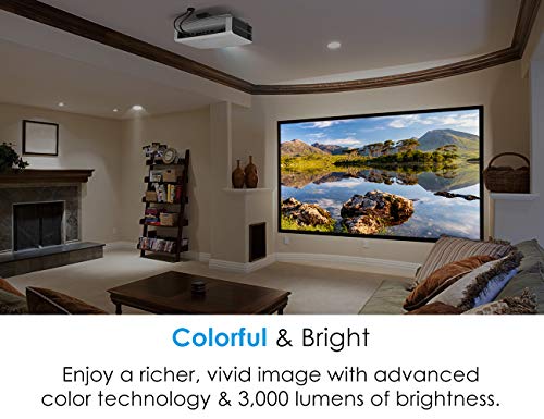 Optoma UHD60 True 4K UHD Projector, Bright 3000 Lumens, Entertainment and Movies, Rec.2020 with DCI-P3 for Wide Color Gamut, HDMI 2.0 and HDR10, WHITE