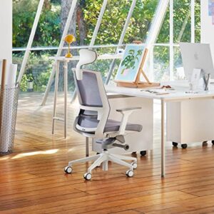 BESTUHL J17 Home Office Desk Chair - Ergonomic, High Back, 3 Lockable Recline Positions, 3-Way Armrest, Adjustable Seat Depth & Lumbar Support, Breathable Mesh Back (White and Grey)