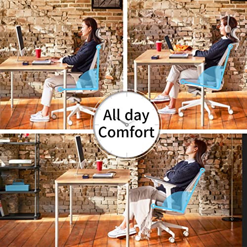 BESTUHL J17 Home Office Desk Chair - Ergonomic, High Back, 3 Lockable Recline Positions, 3-Way Armrest, Adjustable Seat Depth & Lumbar Support, Breathable Mesh Back (White and Grey)