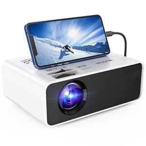 mini projector, smonet 1080p portable movie projector outdoor home video tv led projector compatible with tv stick laptops pc ps5 hdmi usb
