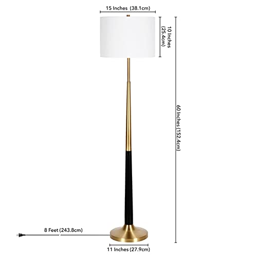 Lyon Two-Tone Floor Lamp with Fabric Shade in Brass/Matte Black/White