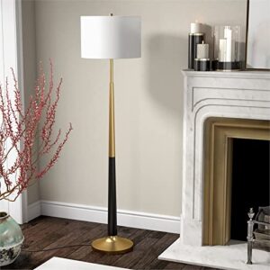 Lyon Two-Tone Floor Lamp with Fabric Shade in Brass/Matte Black/White