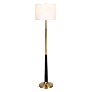 Lyon Two-Tone Floor Lamp with Fabric Shade in Brass/Matte Black/White