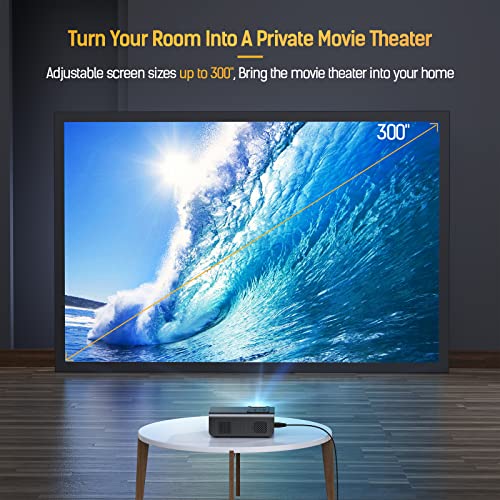 SMONET Movie Projector, Native 1080P Projector 4K Support 5G WiFi Bluetooth Projector 9500L Outdoor Projector Home Video LED iPhone Projector Compatible with Phone TV Stick Laptop PC HDMI USB DVD