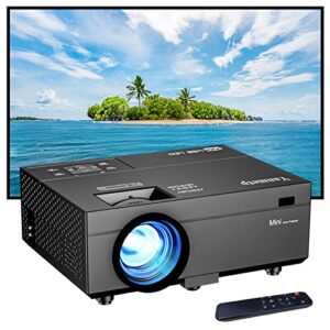 mini projector, 1080p full hd 160” screen supported video projector, 9000lux home theater movie projector compatible w/android/iphone tv stick hdmi vga usb av tf pc laptop