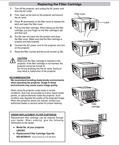 AKCTBOOM Replacement Air Dust Filter 003-003084-01 / ET-SFYL080 for CHRISTIE LWU505,LW555,LX505,LX605,EIKI LC-WUL100,LC-WXL200,LC-XL100,LC-XL200,SANYO PLC-XM100,PLC-XM150/L,PLC-ZM5000/L,PLC-WM5500/L