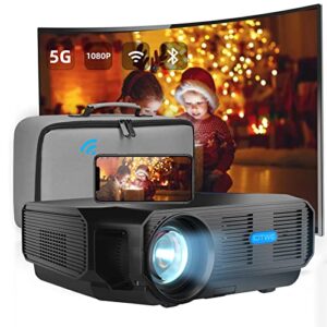 native 1080p hd projector, wifi bluetooth projector, 5g wifi projector portable home theater video projector compatible w/ hdmi, vga, usb, ios&android smartphone